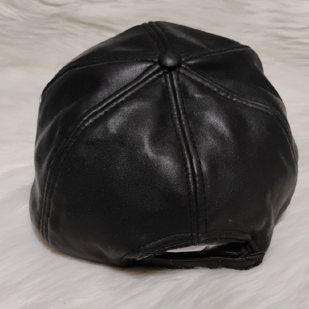 John Deere Black Faux Leather Hat with Orange Embroidery - Picture 5 of 12